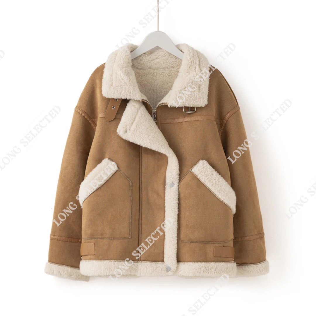 ★N2807秋冬慵懒感法式温柔风松弛机车撞色外套