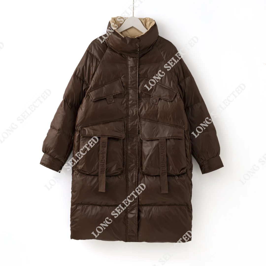 Q1499高端质感冬日极简风纯色保暖气质羽绒服