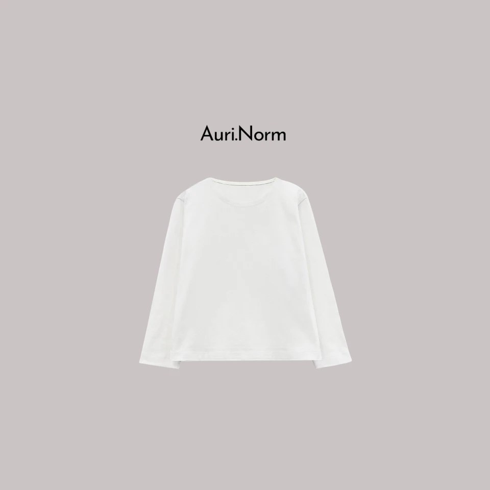 Auri.Norm质感舒适白色纯棉长袖衫小众设计师特别款