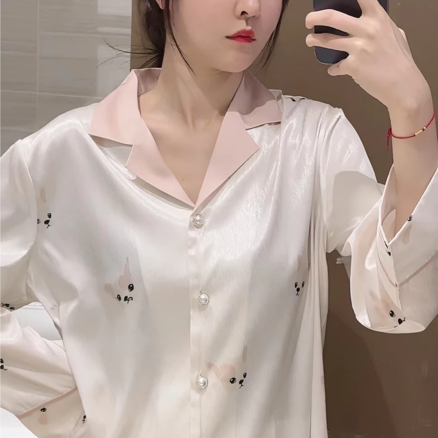 SIEOYJIEA/私迹大榕家《奶油法斗》情侣家居服套装