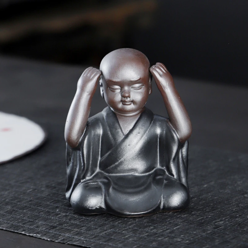 紫砂茶宠四不小和尚摆件精品高档茶漏可养茶桌茶道摆设品中式人物