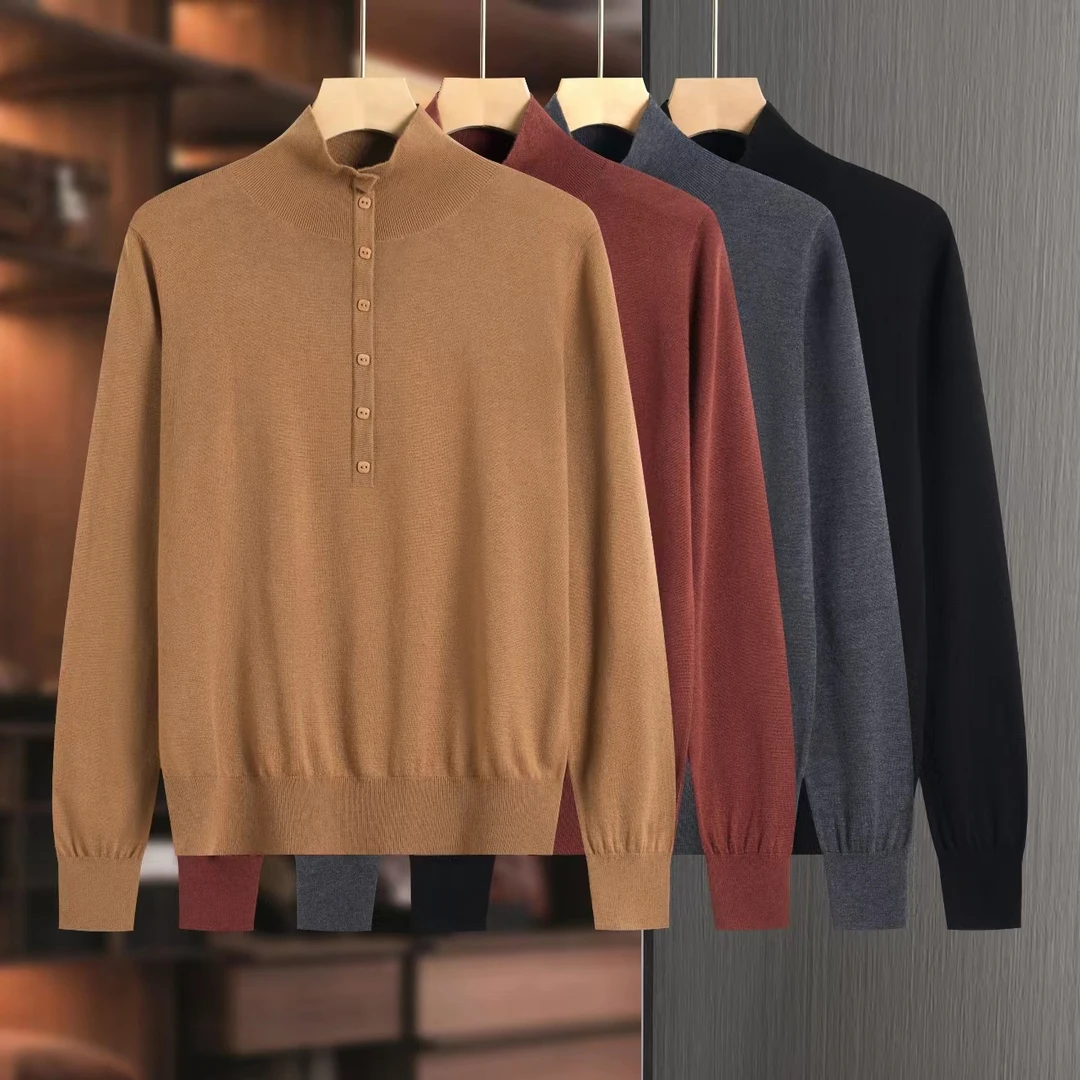 半高领纯色秋冬套头长袖保暖休闲时尚毛针织衫女士