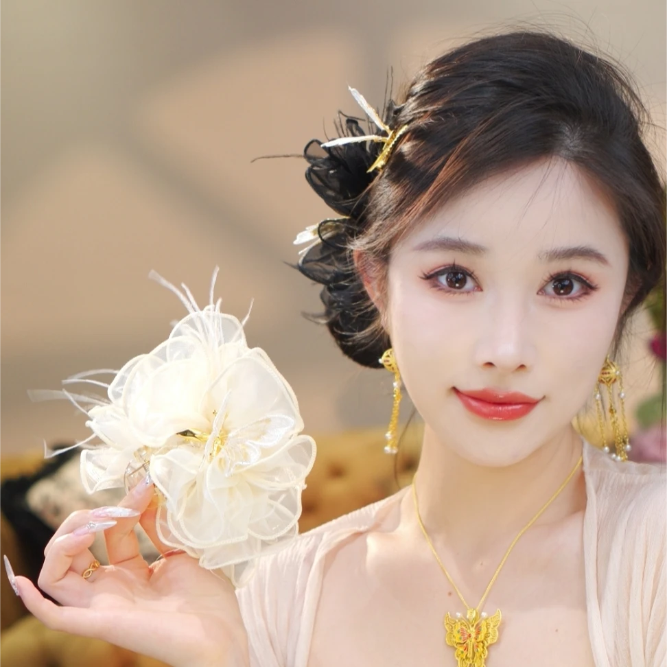 【烟雨梦蝶】一款两戴蝴蝶可拆卸 夏季新品仙气十足抓夹头饰1652