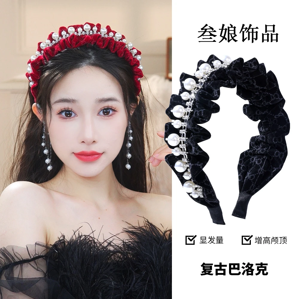 【裙摆】复古简约丝绒面料手工气质款百搭甜美优雅时尚发箍1119