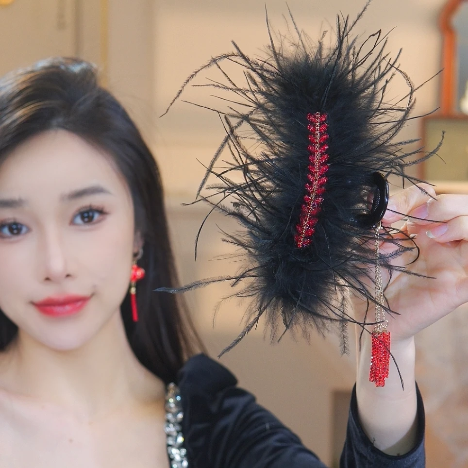 【鞭炮抓夹】新年红色麦穗发夹拜年气质优雅时尚抓夹1151