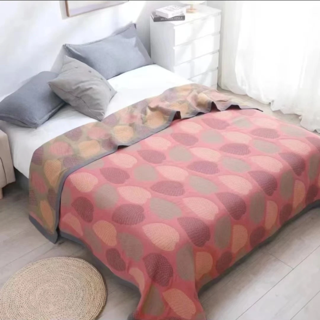 【宏图伟叶】200*230精梳棉床盖可铺可盖四季通用多功能透气粉色