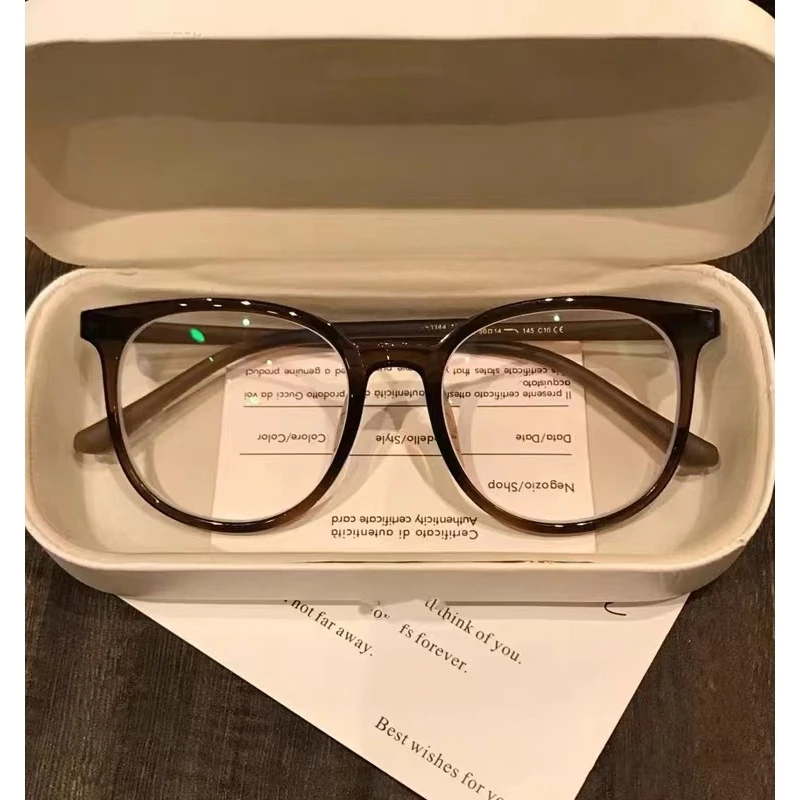 高级显白栗子棕显白眼镜框调皮可爱学院可配近视女防蓝光超轻圆框