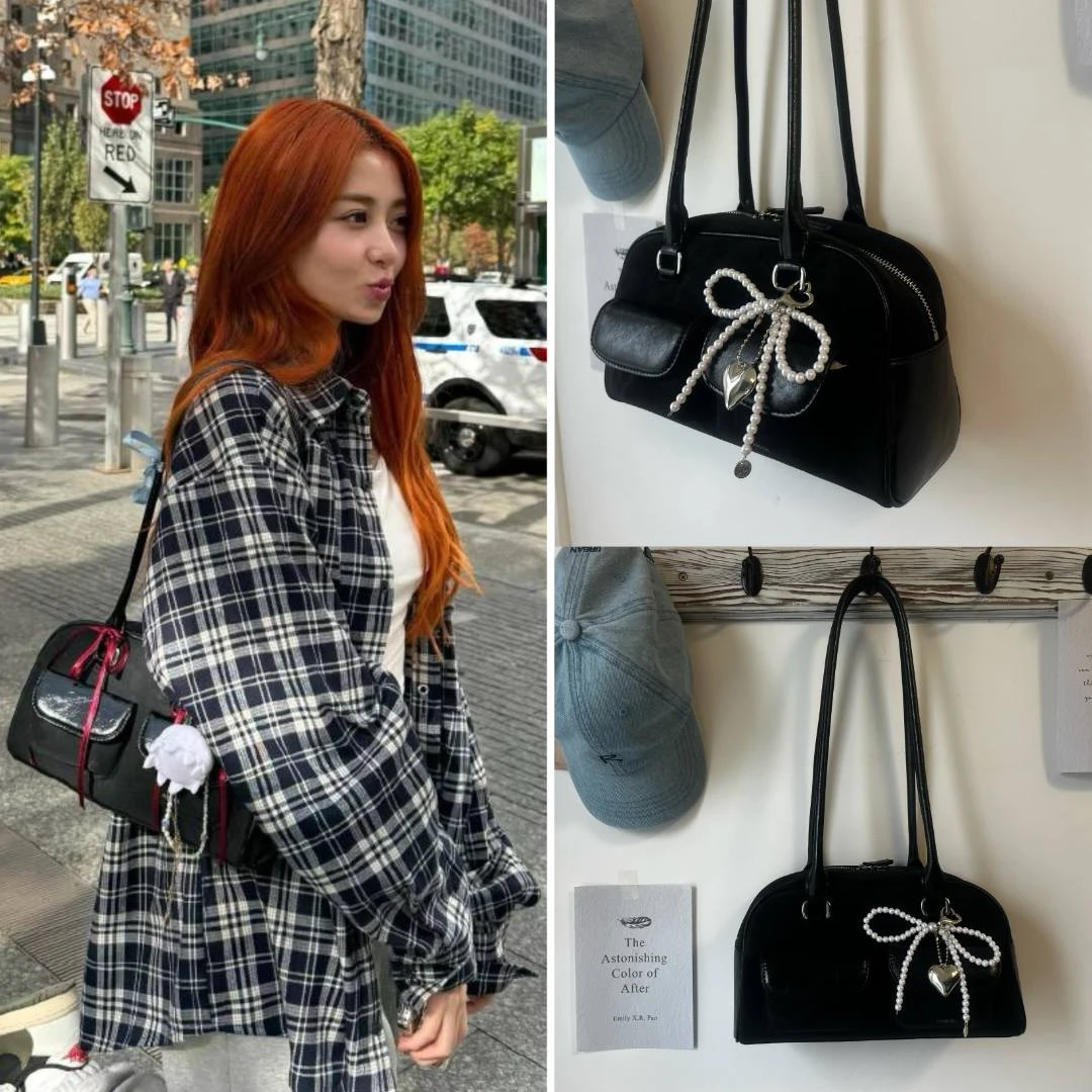 韩国standoil许允真同款网红洋气时尚小众保龄球包手提包单肩包