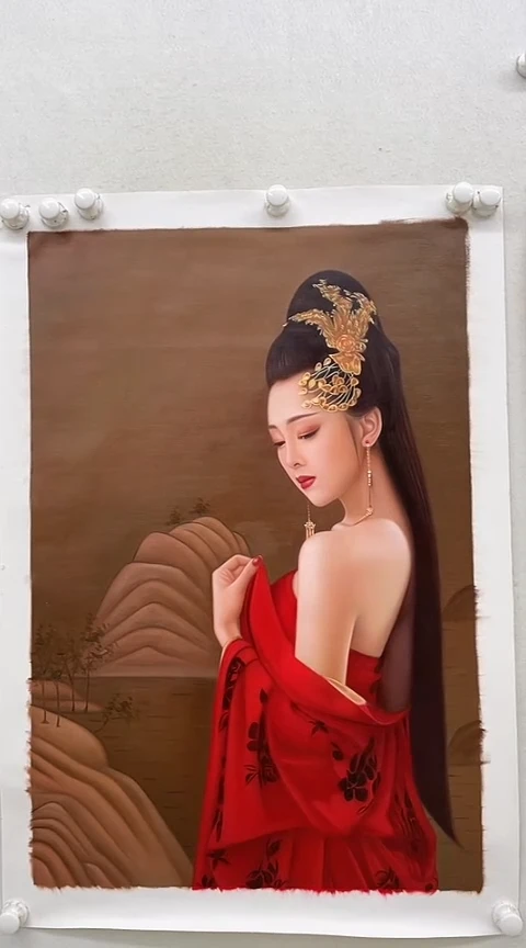 【闪购商品】绘画江山美人 竖版麻布 约60*90