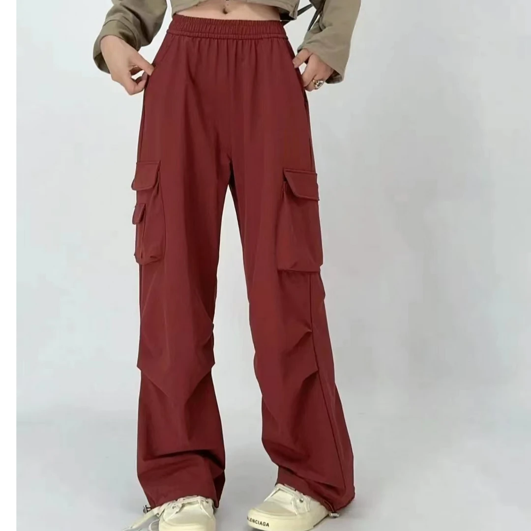 2024款安可拉红新款重叠口袋脚抽绳百搭登山裤（T1713）