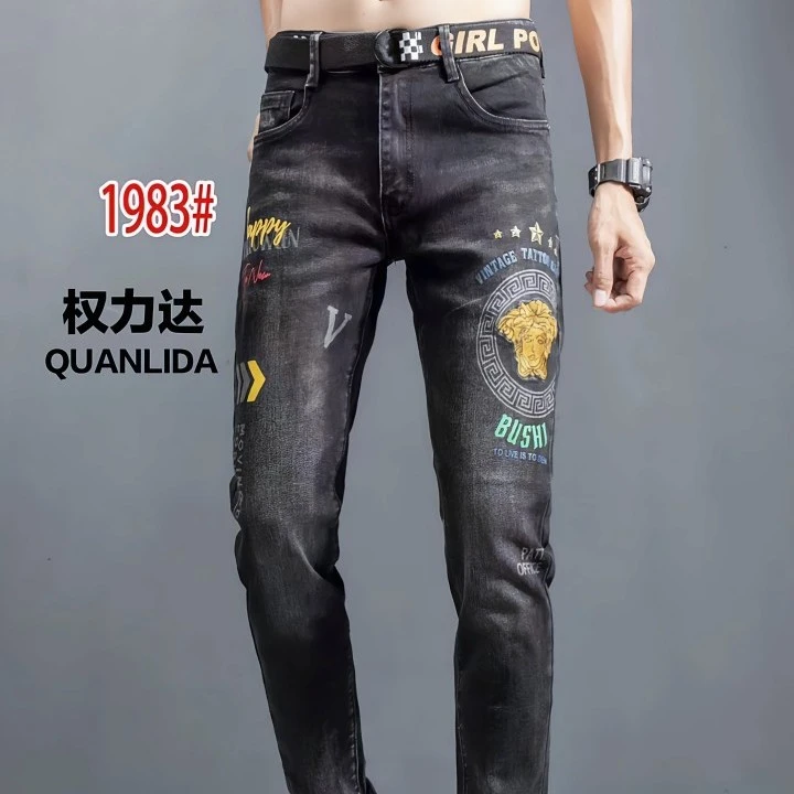 权力达1983秋冬男修身小裤脚百搭弹力.韩版休闲高端牛仔裤