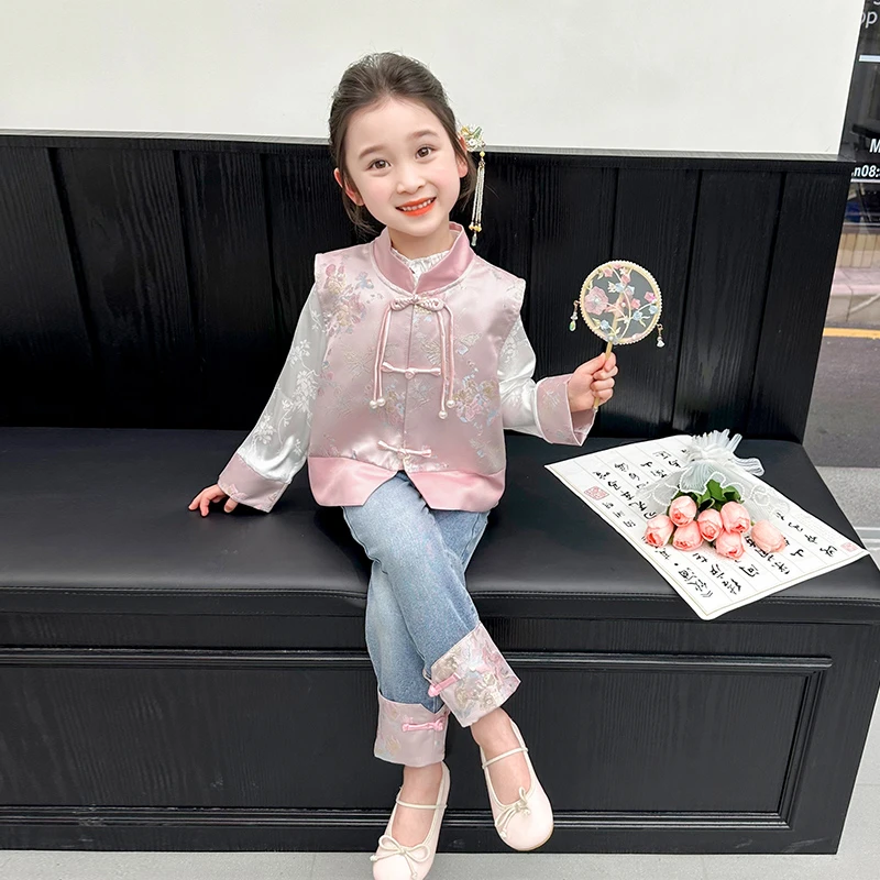 女童新中式套装春秋款2024新款爆款儿童春装中国风洋气小女孩古风