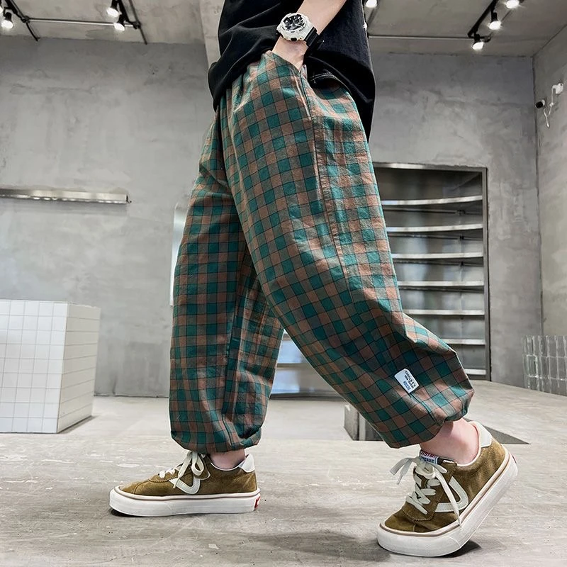 男童春秋裤子2025新款韩版男童裤儿童格子宽松长裤休闲裤秋装潮洋