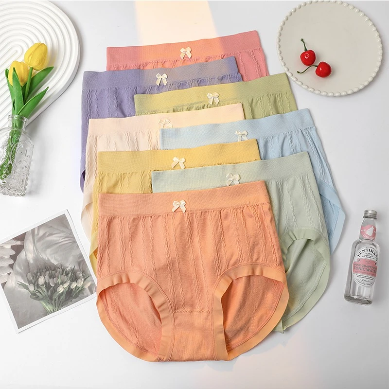 七条装女士中腰内裤三角裤大码舒适透气无痕高弹力提臀简约秋薄款