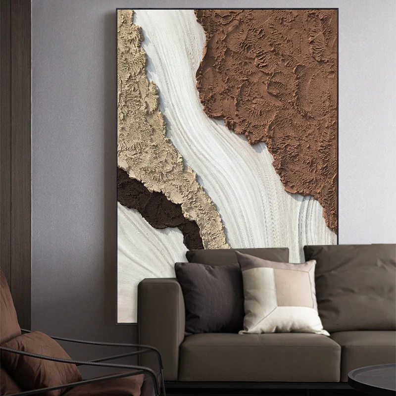 《光语》手绘油画极简沙发背景墙客厅立体抽象玄关轻奢肌理装饰挂画