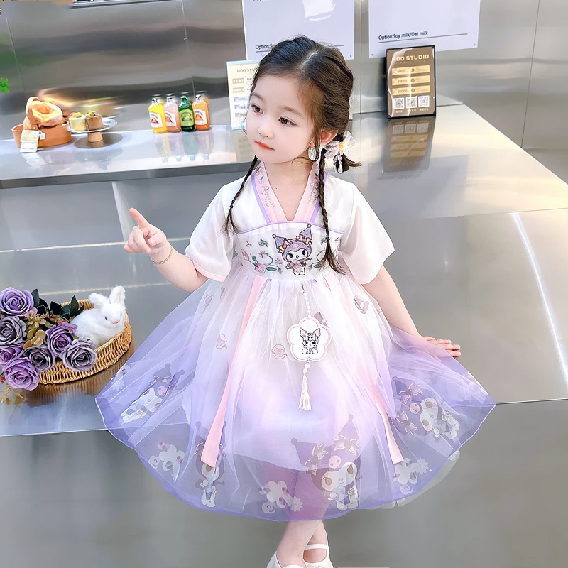 儿童汉服连衣裙宝宝夏季新款洋气中国风连衣裙女童库洛米公主裙子