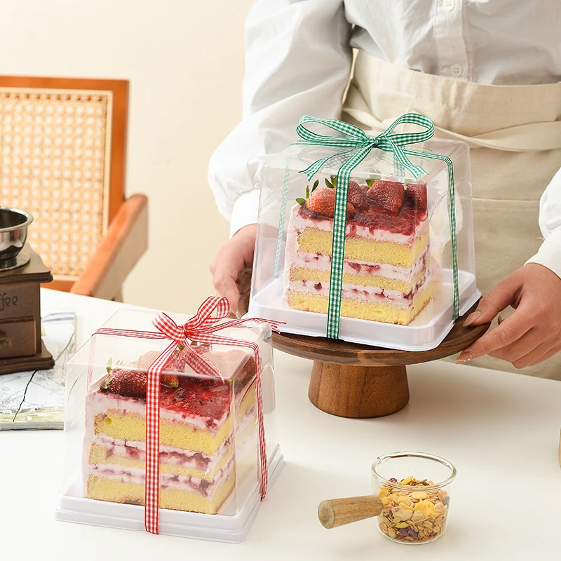 透明4寸5寸蛋糕盒水果千层包装盒慕斯爆浆芝士小蛋糕西点打包盒子