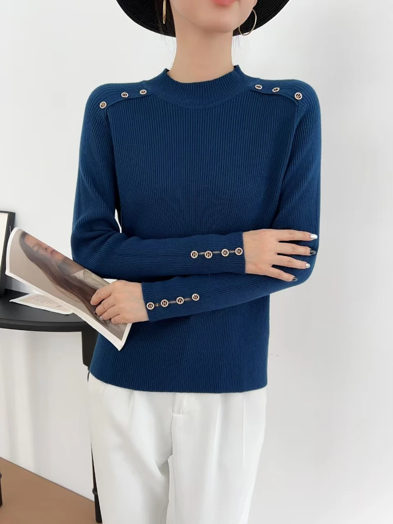 高端羊绒中领气质时尚打底衫9823