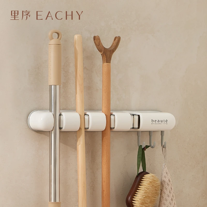 里序拖把夹壁挂免打孔挂钩卫生间门后收纳神器拖布浴室强力固定架