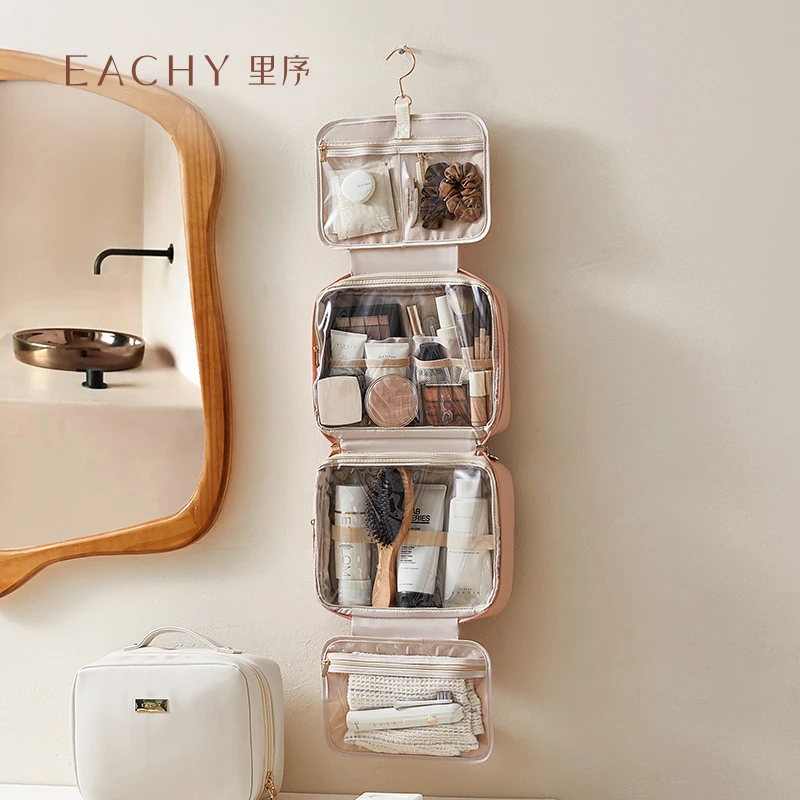便携收纳化妆品透明防水旅行出差化妆包挂钩洗漱包洗漱收纳包高档