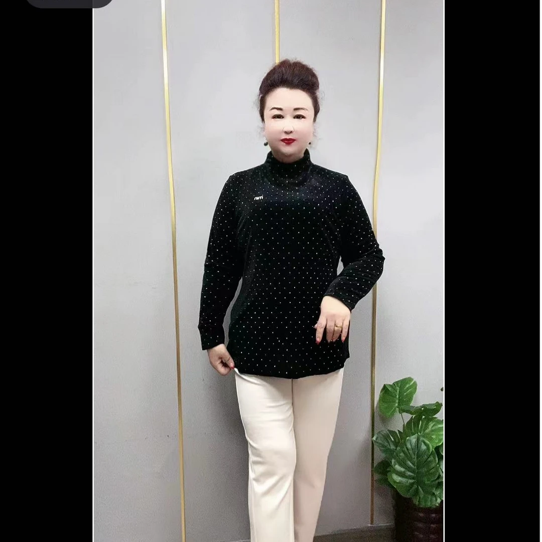 5183款时尚百搭烫钻小衫