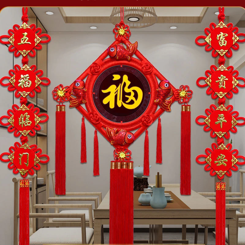 中国结挂件客厅桃木福字中国结新年玄关乔迁平安结家居装饰墙壁挂
