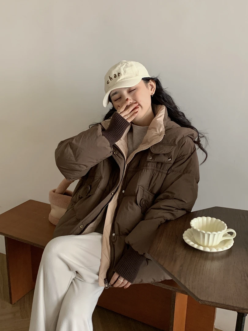 2024冬季新款加厚白鸭绒羽绒服女连帽韩版