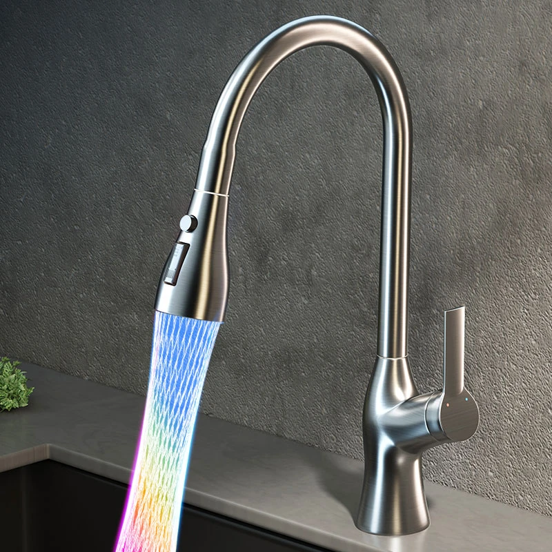 高品质抽拉式冷热洗菜盆水龙头多功能万向家用洗碗池伸缩防溅水