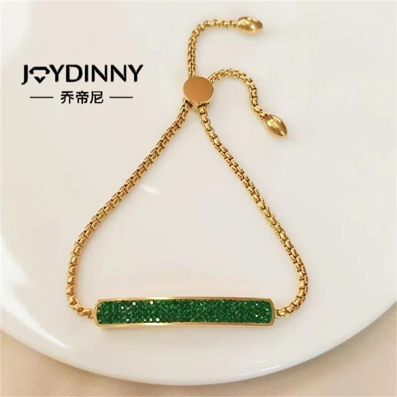 JOYDINNY/乔帝尼 钛钢手链 法式时尚绿祖母手链D010J