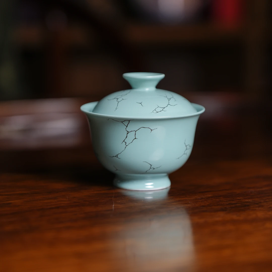 【西泠上新】松石釉二才盖碗HX0380