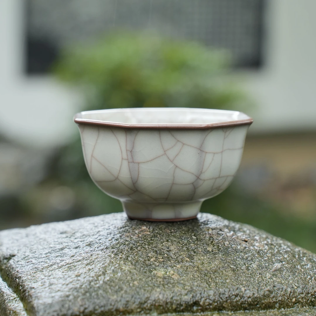 【西泠墨香上新】龙泉传世哥窑八方杯单杯HX0361b