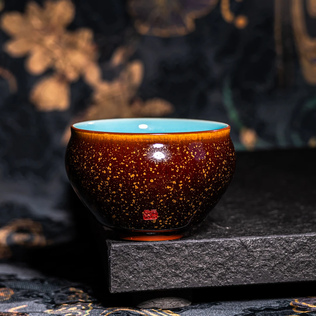 【西泠上新】钧窑南红绿松原矿釉-福满杯  HX0212