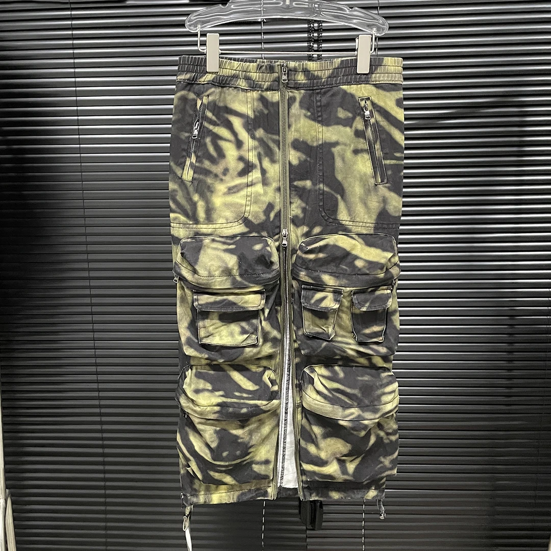 付新博女装正洳西迷彩半身裙女复古美式时尚工装口袋中长裙12902