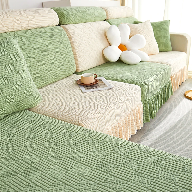 颜纹沙发套罩全包套新款裙边简约弹力四季通用型贵妃沙发笠防尘