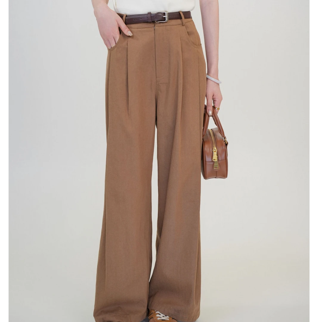 【咖啡】休闲复古长筒裤YSJ24FW152K