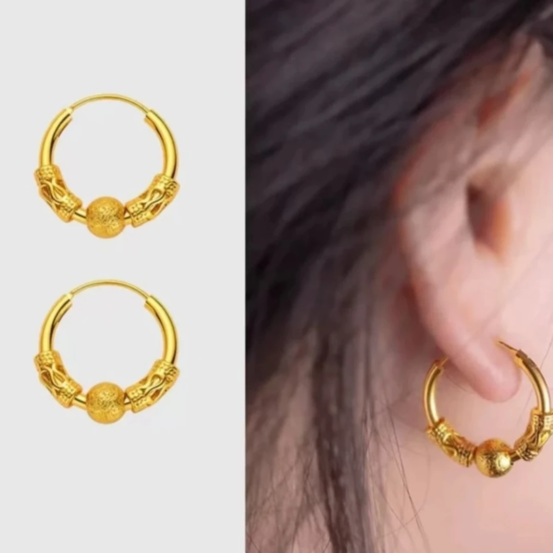 铜合金耳饰 古法转运珠耳圈 时尚饰品