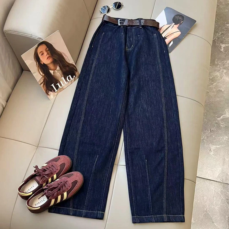 窄版直筒裤女2024秋季新款高腰显瘦休闲阔腿裤百搭宽松弯刀时尚