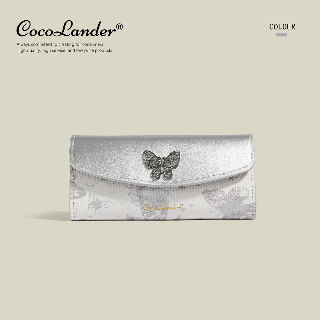 2024新款高档轻奢蝴蝶长款三折钱包时尚百搭多卡位证件包零钱包包