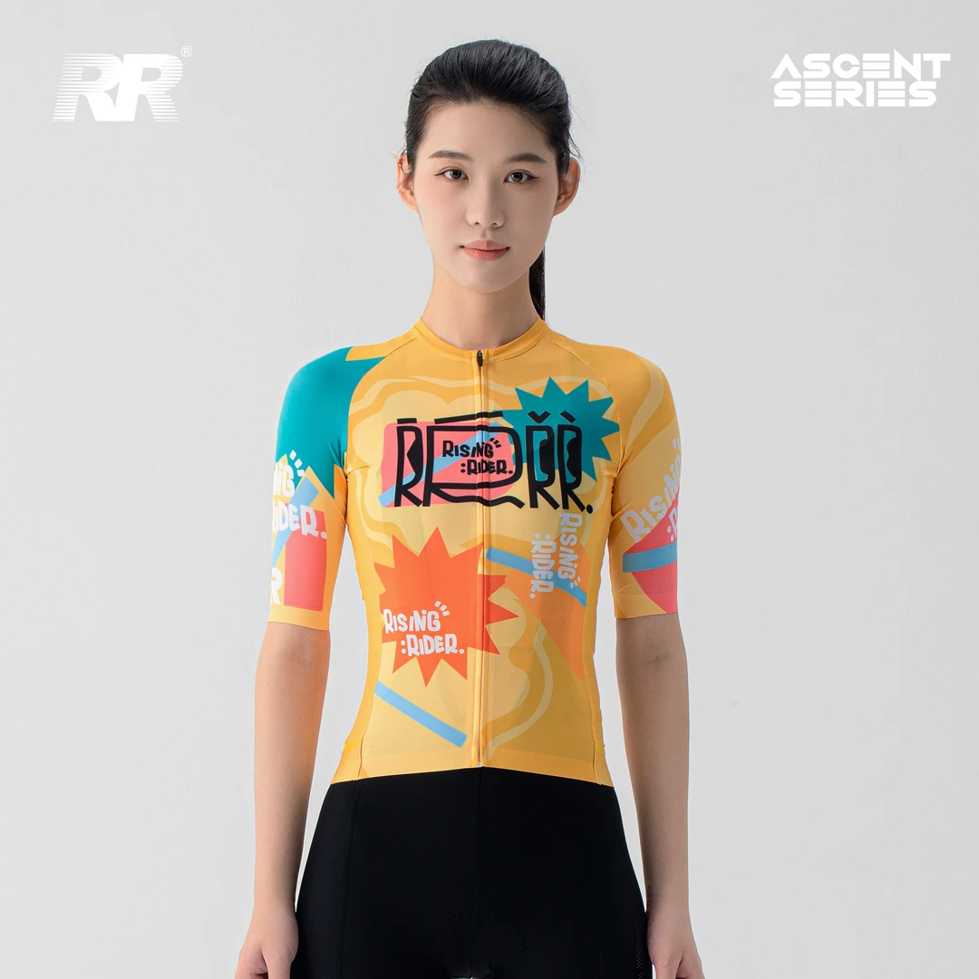 RR夏季新款RRRRLogo印花女款短袖上衣速干多功能公路自行车骑行服