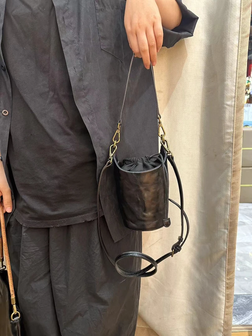 【慕懿时袋】复古文艺水桶包小众设计手提腋下包百搭通勤斜挎6737