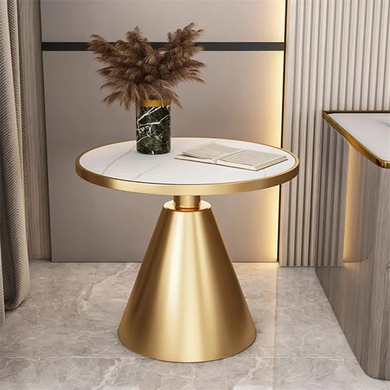 北欧轻奢边几圆形岩板沙发边阳台客厅小圆桌网红岩板小茶几简约