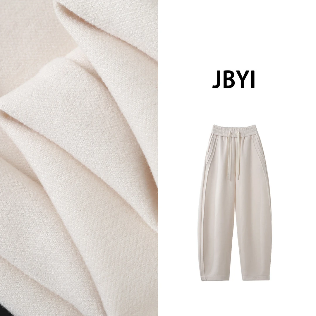 安禾家-小个子【仙女小香蕉】软垂羊绒混纺挺廓立裁抽绳香蕉休闲裤