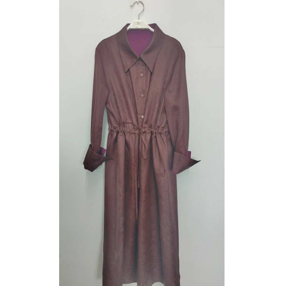 桑蚕丝香云纱连衣裙（红莨色）A662