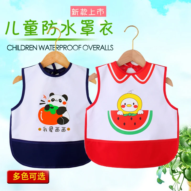 夏季新款宝宝吃饭衣婴儿围兜饭兜防水防脏儿无袖口水巾可爱薄款