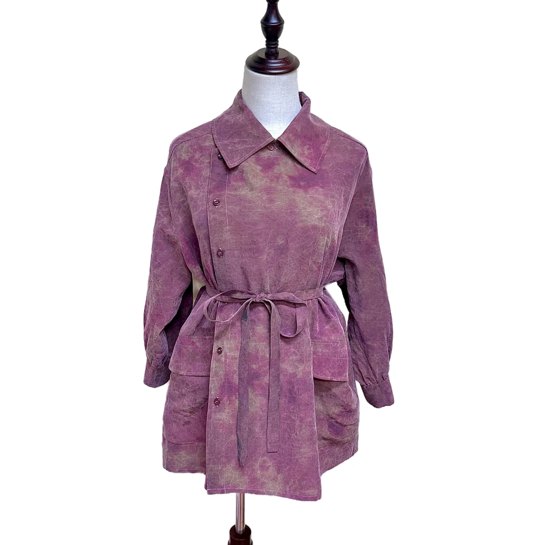 【禧禧家定制】香云纱粉色扎染上衣 J23092