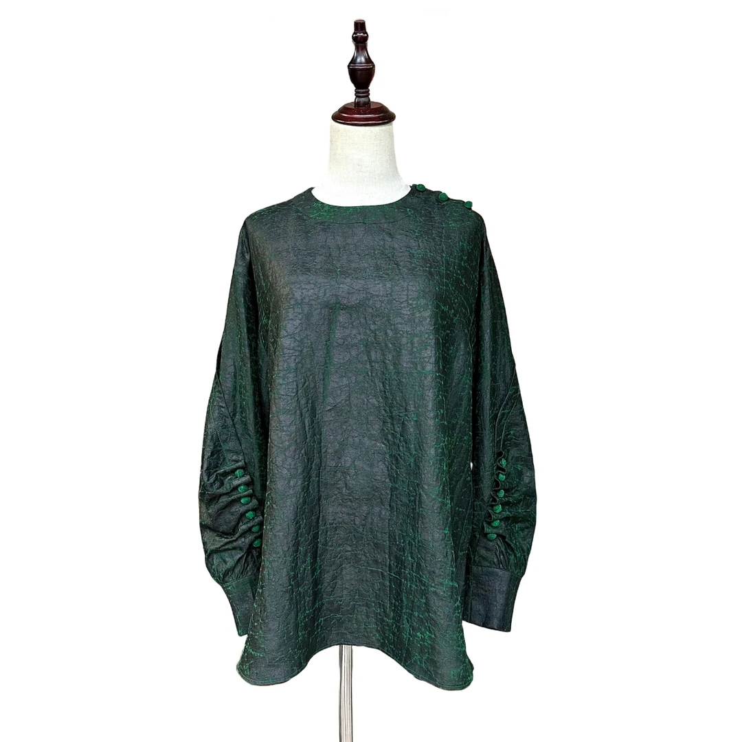 【禧禧家定制】春天里绿龟香云纱上衣LV24021