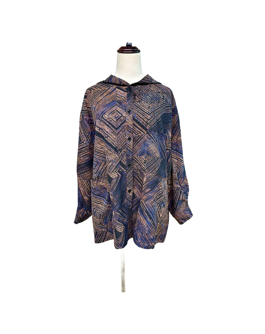 【禧禧家定制】地球仪香云纱连帽外套J23242