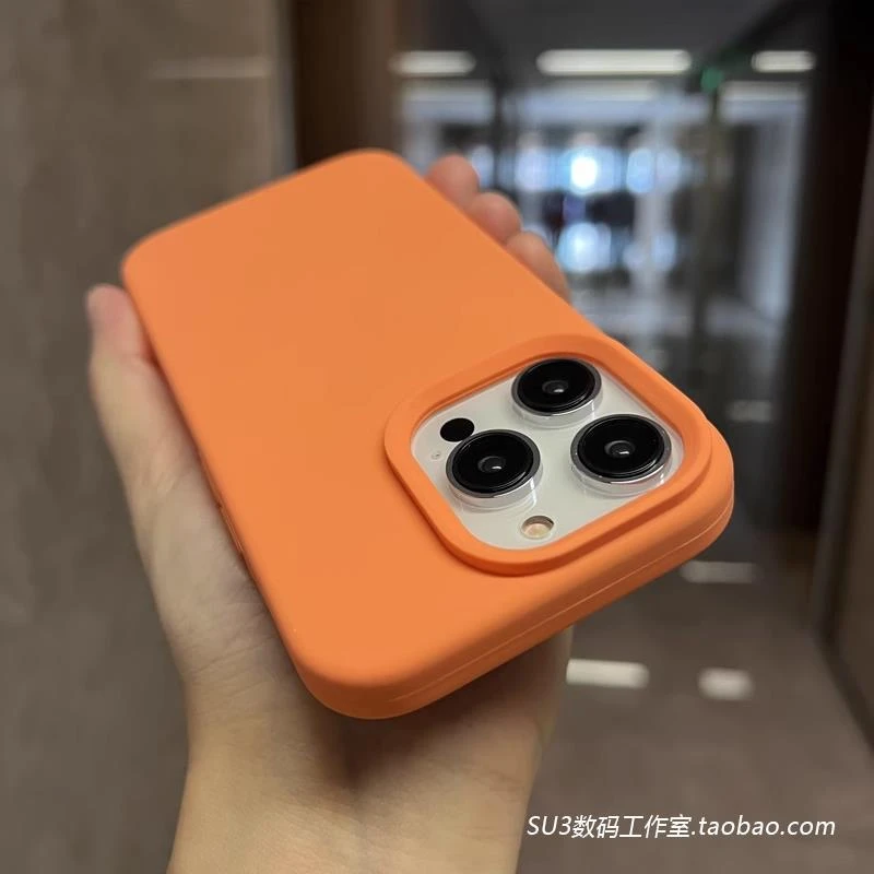 杏橙色真液态硅胶适用vivo手机壳IQOOneo8/7全包竞速版7se防摔IQO