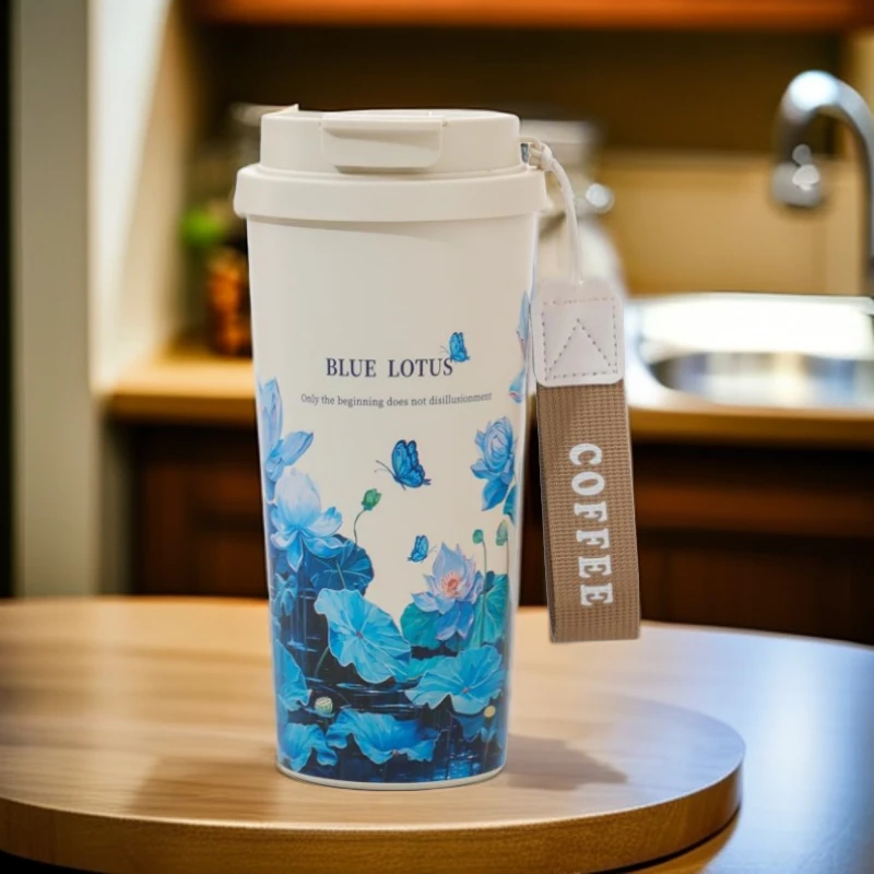 【蓝莲花】双饮316不锈钢大容量保温杯便携车载咖啡杯水杯保温水杯
