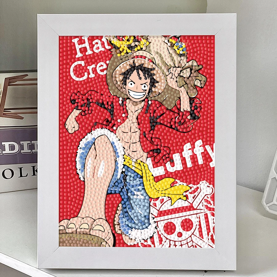 diy钻石贴画卡通动漫儿童手工材料包路飞点钻粘贴画卡通钻石画